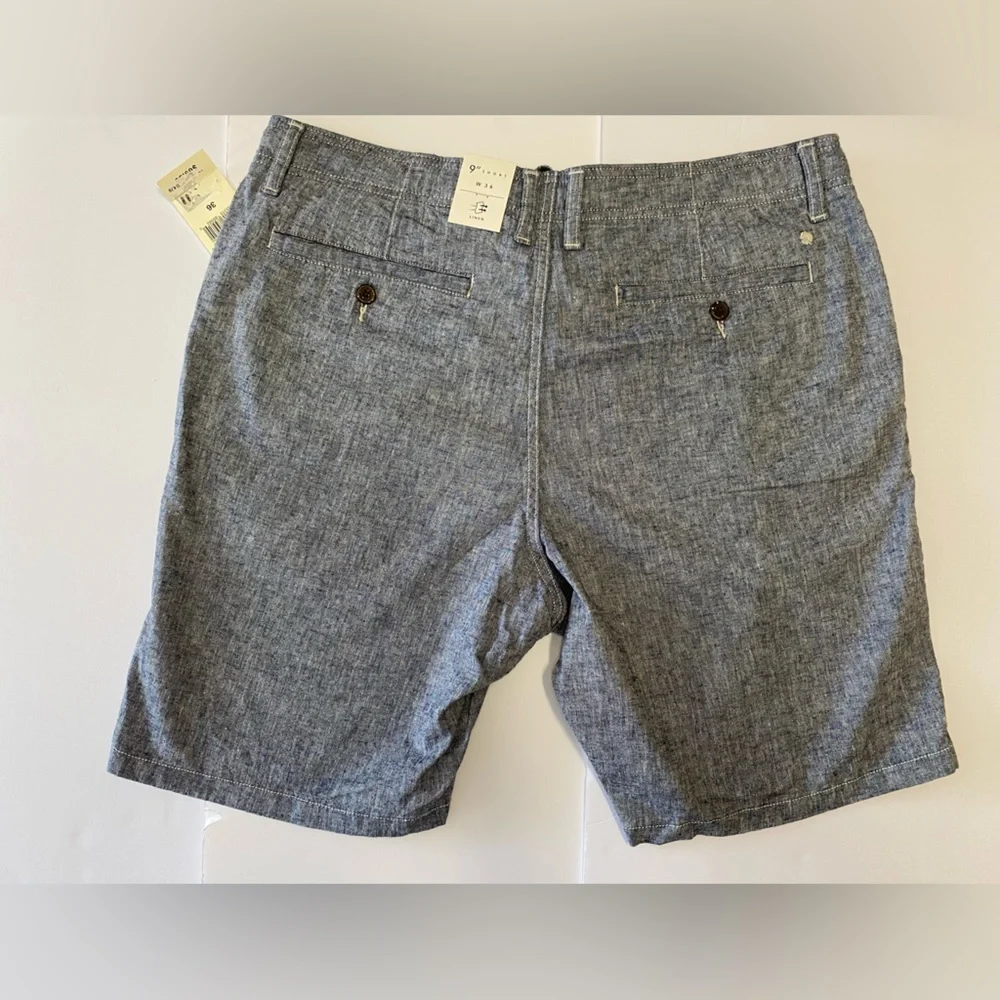 Lucky brand Men's Blue grey chambray linen cotton Shorts short 9” size 36